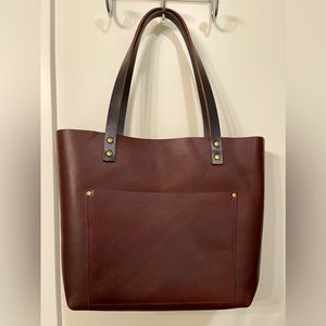 Genuine Leather Tote Bag - Cognac